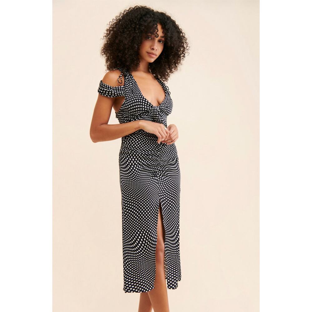 For Love & Lemons Beth Polka Dot Midi Dress NWT Size XS
